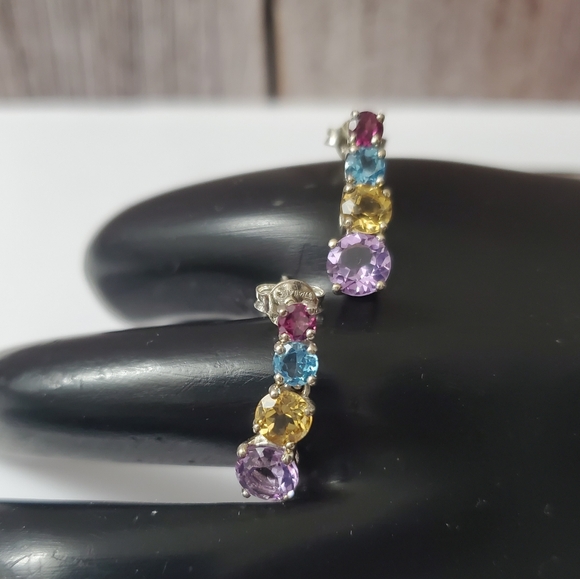 Sterling Silver 925 Gemstone Dangle Earrings - Picture 5 of 5